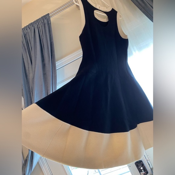 Kate Spade Quincy Brighton Black and Cream Dress XL Cashmere Silk Fit And Flare - Picture 4 of 16